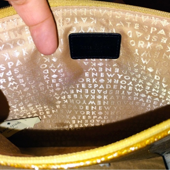 KATE SPADE Gold Glitter Pouch, EUC - Picture 5 of 6
